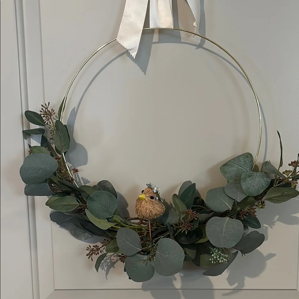 Bird Accented Bird Wreath Removable Bird Faux Silver Dollar Eucalyptus Final
